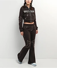 True Religion Big T Brown Low Rise Flare Sweatpants