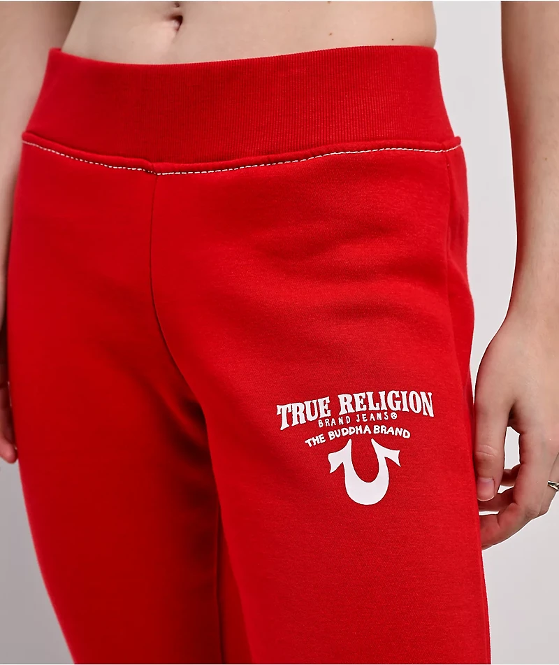 True Religion Big T Crystal Wing Barbados Cherry Flare Sweatpants