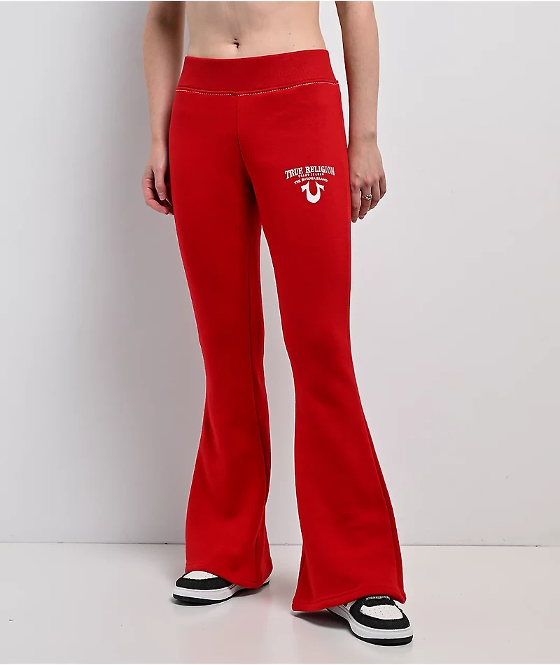 True Religion Big T Crystal Wing Barbados Cherry Flare Sweatpants