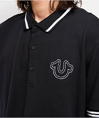 True Religion Big T Horseshoe Black Polo Shirt