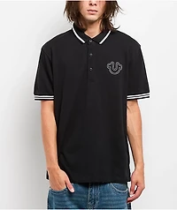 True Religion Big T Horseshoe Black Polo Shirt