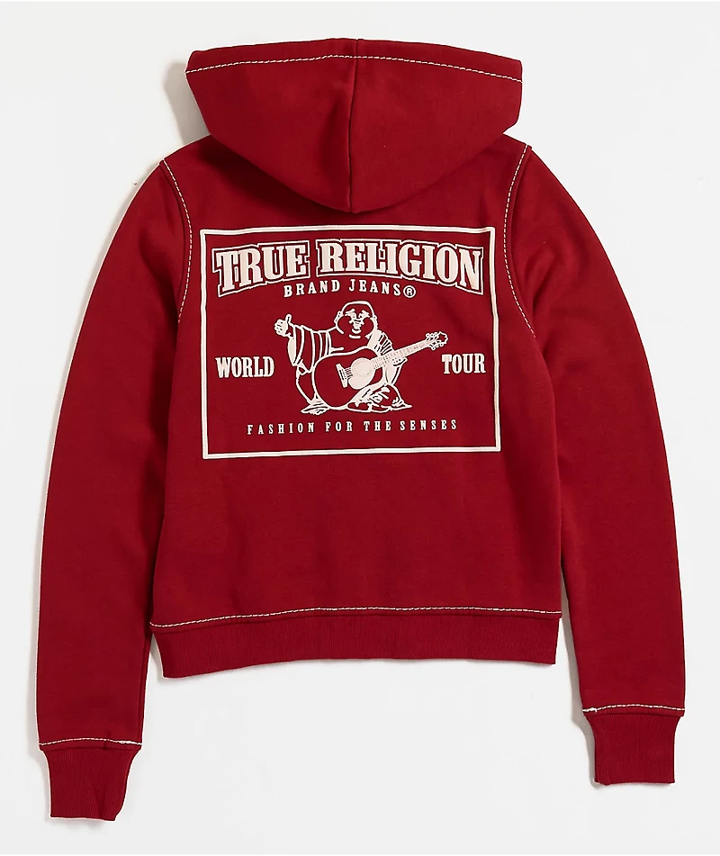 True Religion Big T Logo Red Zip Hoodie