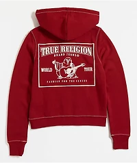 True Religion Big T Logo Red Zip Hoodie