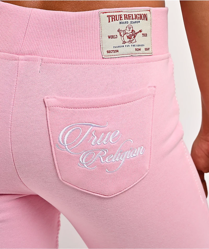 True Religion Big T Pink Flare Sweatpants
