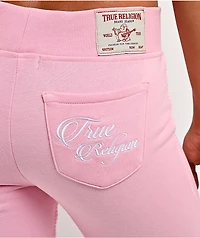 True Religion Big T Pink Flare Sweatpants