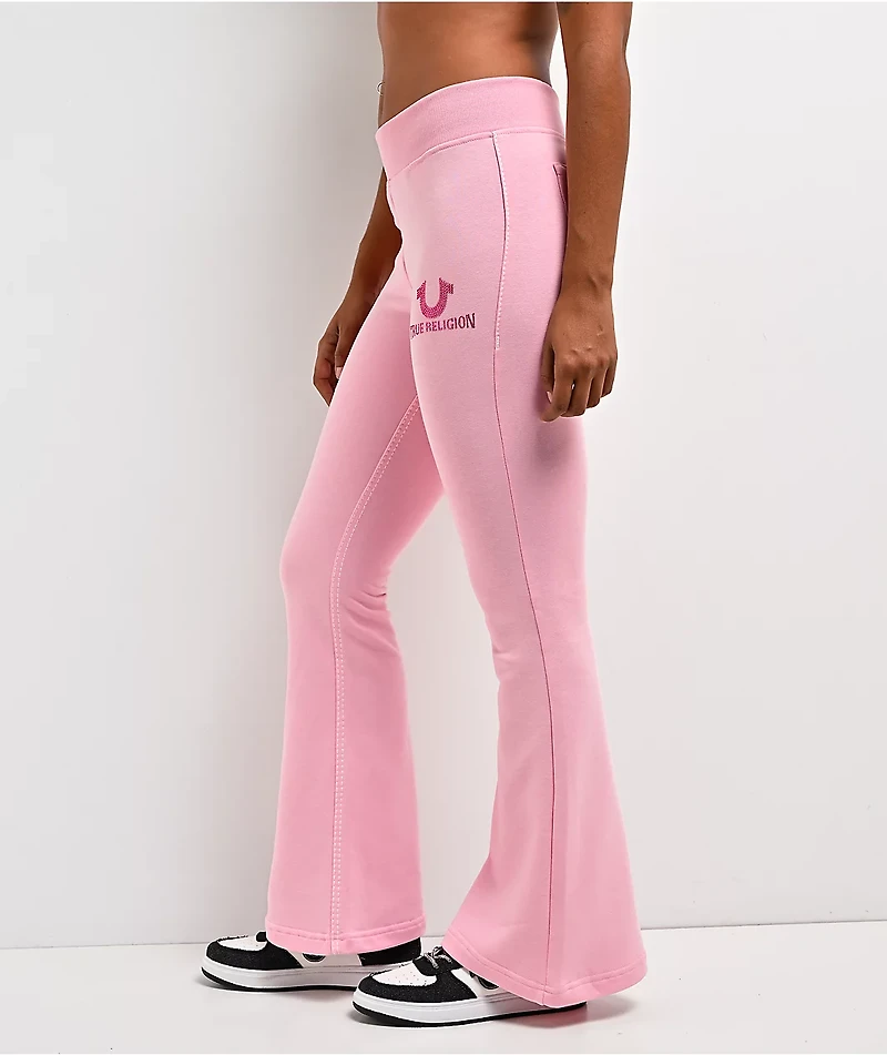True Religion Big T Pink Flare Sweatpants