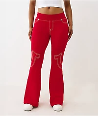 True Religion Big T Red Low Rise Flare Sweatpants