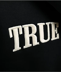 True Religion Big T Shrunken Black Crop Zip Hoodie