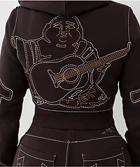 True Religion Big T Shrunken Trv Red Crop Zip Hoodie