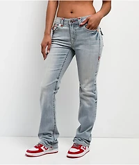 True Religion Billie Super T Misson Sky Mid Rise Jeans