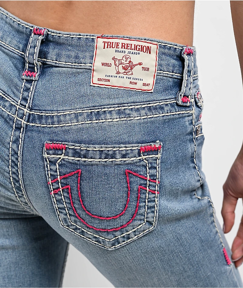 True Religion Billie Super T Moon Daisy Wash Mid Rise Jeans