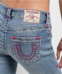 True Religion Billie Super T Moon Daisy Wash Mid Rise Jeans