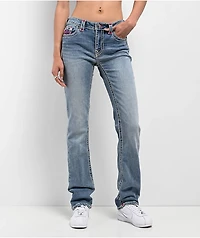True Religion Billie Super T Moon Daisy Wash Mid Rise Jeans