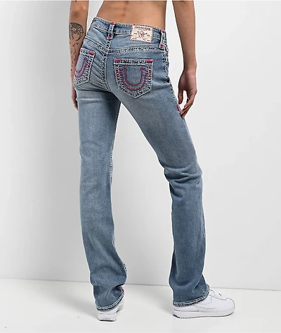 True Religion Billie Super T Moon Daisy Wash Mid Rise Jeans