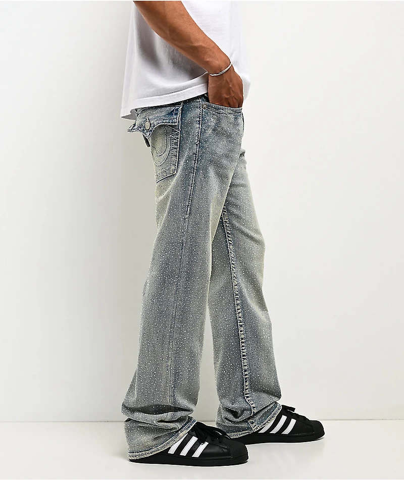 True Religion Billy Big T Rhinestone Grey Wash Bootcut Jeans