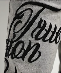 True Religion Billy Embroidered Grey Wash Bootcut Jeans