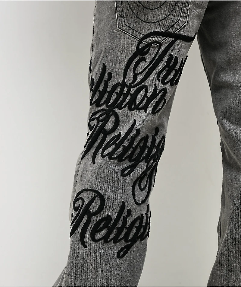 True Religion Billy Embroidered Grey Wash Bootcut Jeans
