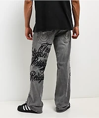 True Religion Billy Embroidered Grey Wash Bootcut Jeans