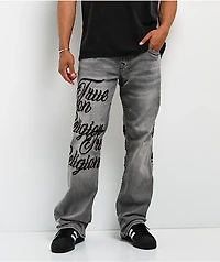 True Religion Billy Embroidered Grey Wash Bootcut Jeans