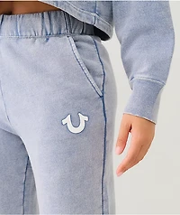 True Religion Blue Fog Wash Straight Leg Sweatpants