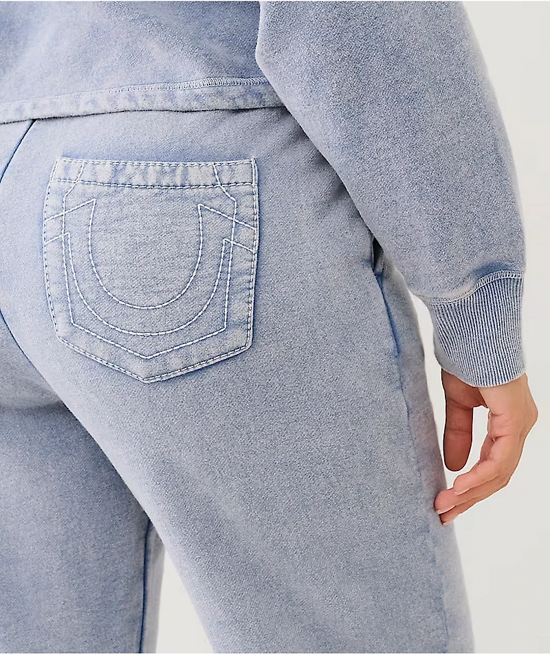 True Religion Blue Fog Wash Straight Leg Sweatpants