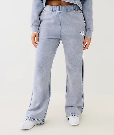 True Religion Blue Fog Wash Straight Leg Sweatpants