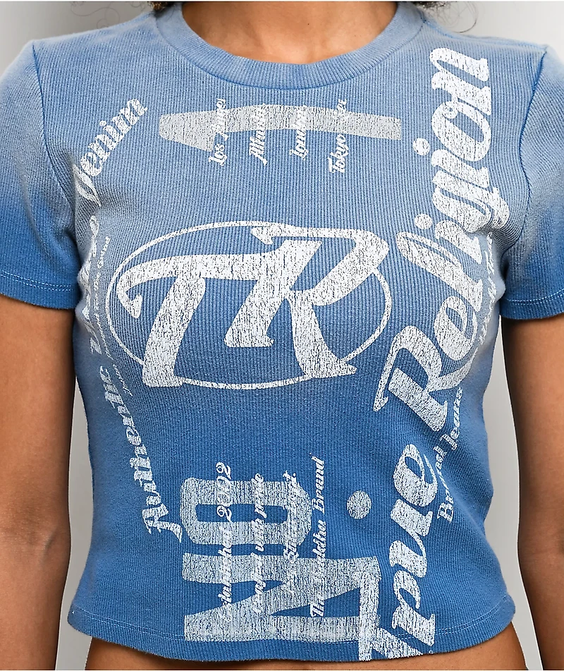 True Religion Blue Wash Ribbed T-Shirt