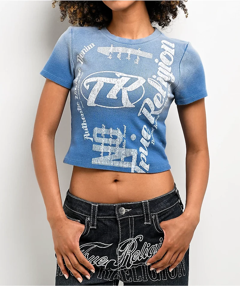 True Religion Blue Wash Ribbed T-Shirt