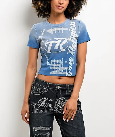 True Religion Blue Wash Ribbed T-Shirt