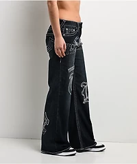 True Religion Bobbi Big T Mid Rise Ice Meadow Blue Wash Baggy Jeans