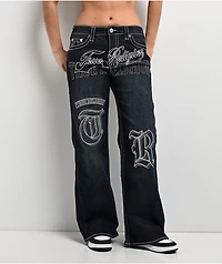 True Religion Bobbi Big T Mid Rise Ice Meadow Blue Wash Baggy Jeans