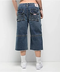 True Religion Bobbi Easy Hazel Wash Baggy Cargo Denim Shorts