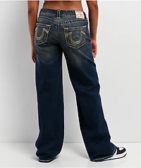 True Religion Bobbi Sparkle Glow Low Rise Super T Blue Baggy Jeans
