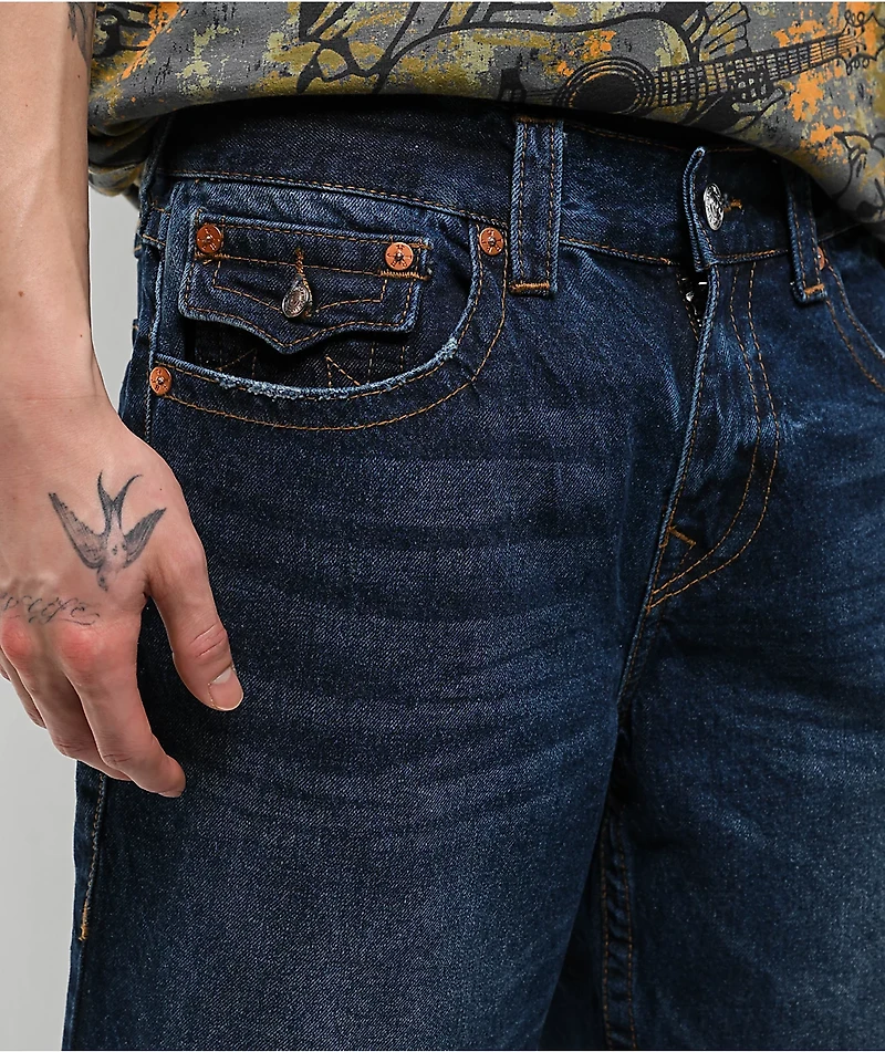 True Religion Bobby Dark Blue Relaxed Baggy Denim Shorts