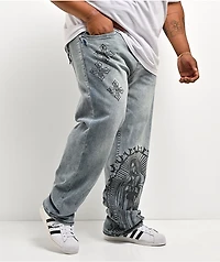 True Religion Bobby Flap Guadalupe Blue Wash Baggy Jeans