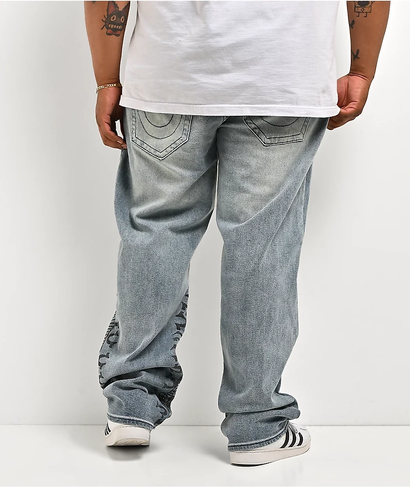 True Religion Bobby Flap Guadalupe Blue Wash Baggy Jeans