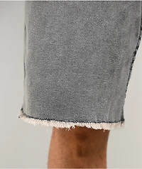 True Religion Bobby Frayed Hem Flap Grey Wash Baggy Shorts