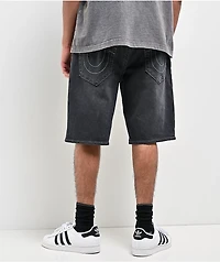 True Religion Bobby Smog Overdye Black Wash Baggy Shorts