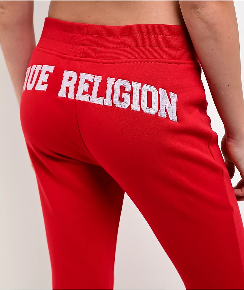 True Religion Branded Red Bootcut Sweatpants