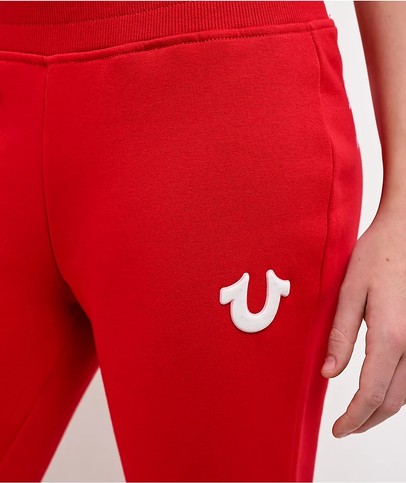 True Religion Branded Red Bootcut Sweatpants