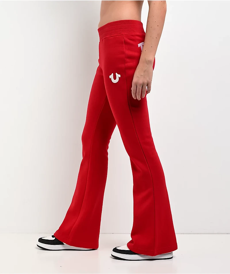 True Religion Branded Red Bootcut Sweatpants