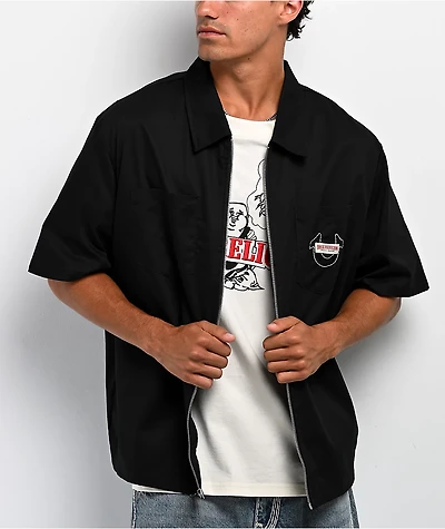 True Religion Buddha Black Zip Work Shirt