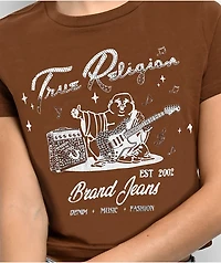 True Religion Buddha Crystal Brown Crop T-Shirt