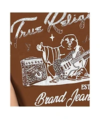 True Religion Buddha Crystal Brown Crop T-Shirt