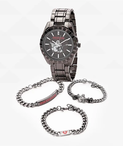 True Religion Buddha Grey Bracelet & Watch Combo