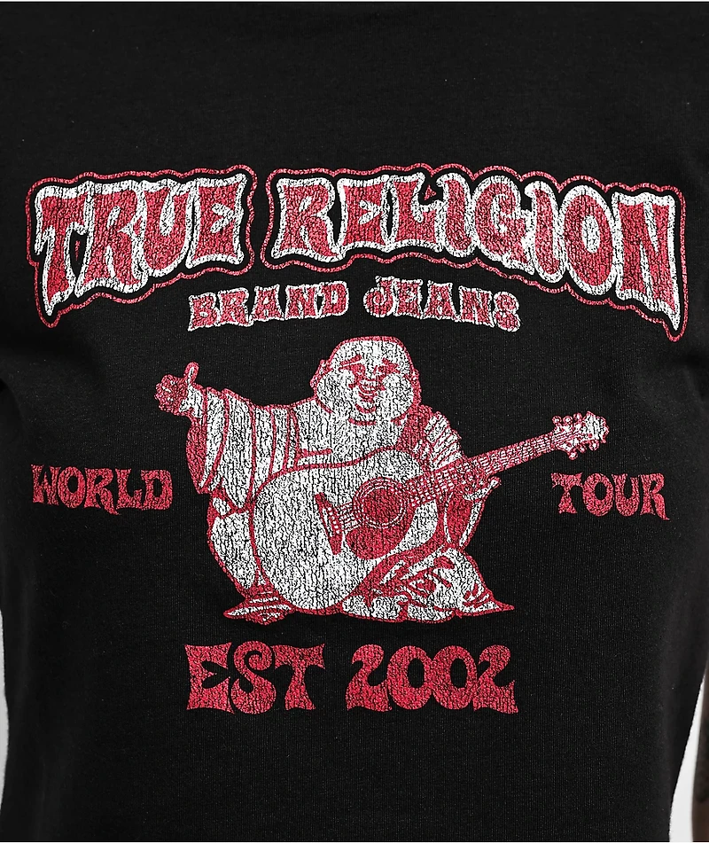 True Religion Buddha Logo Black Crop T-Shirt