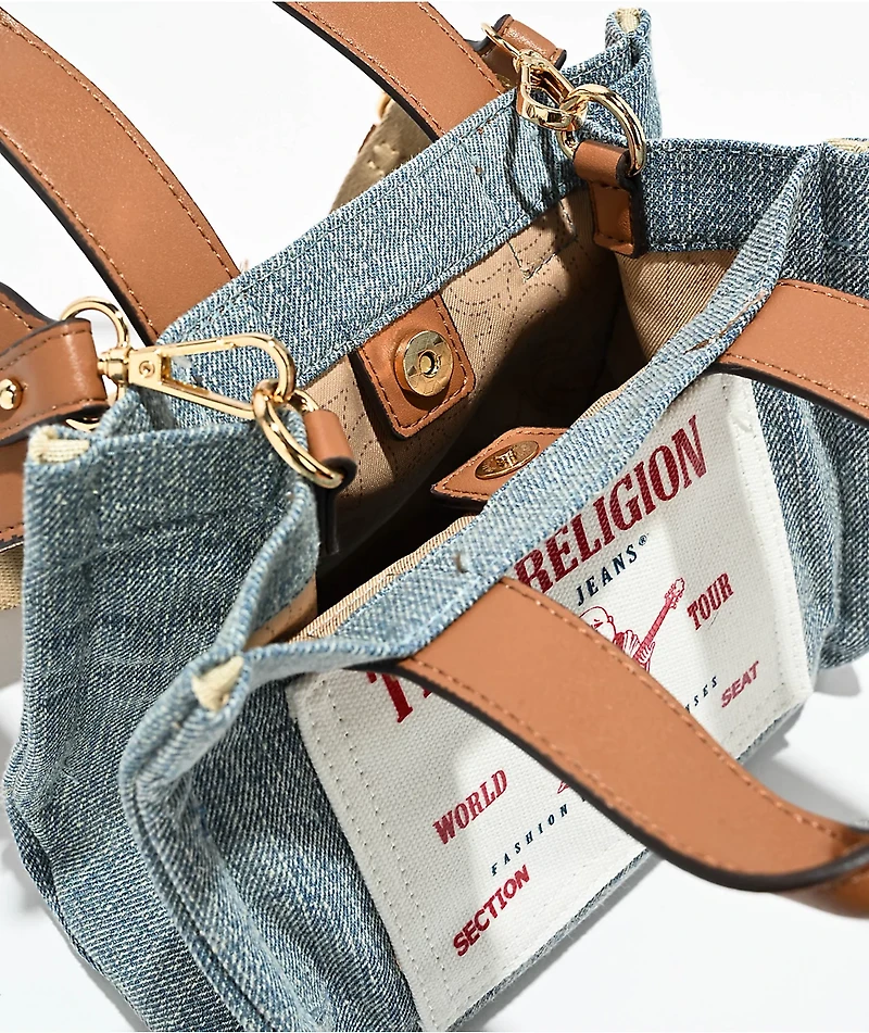 True Religion Buddha Mini Denim Tote Bag