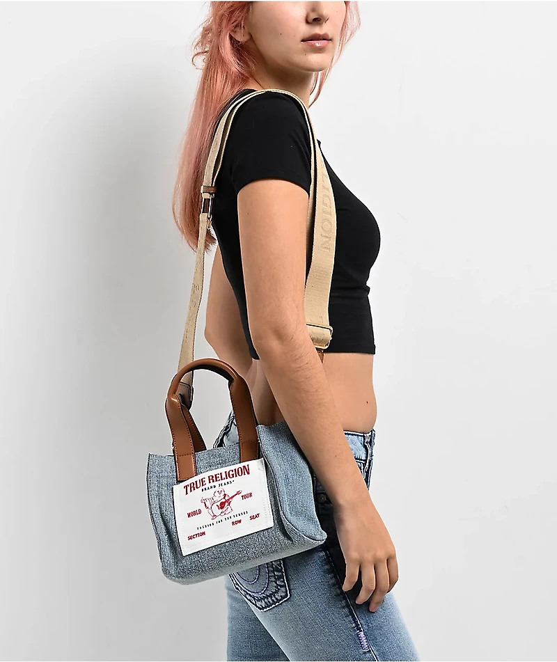 True Religion Buddha Mini Denim Tote Bag