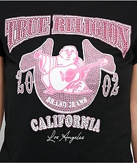 True Religion Buddha Pink Crystal Black T-Shirt