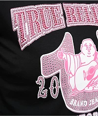True Religion Buddha Pink Crystal Black T-Shirt